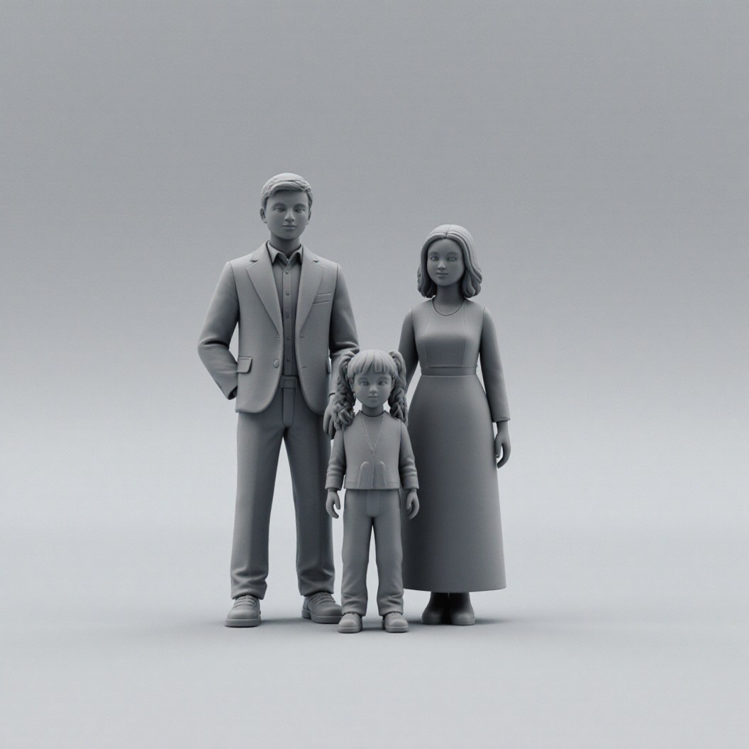 Couple and family figurine